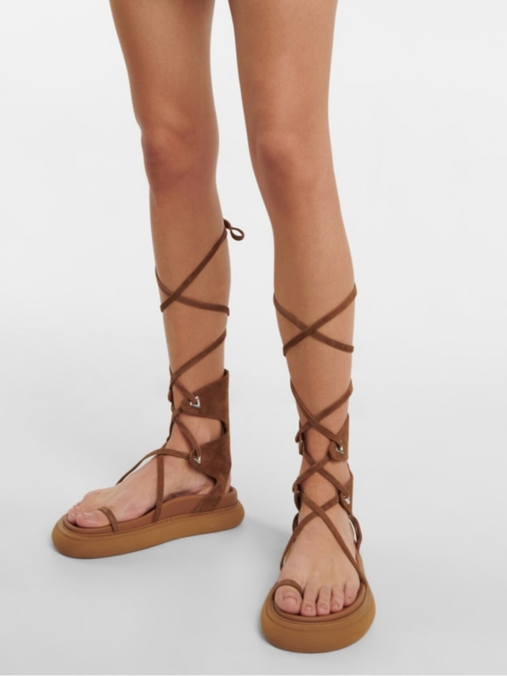 The Attico Selene Brown Suede Gladiator Sandals Size 38